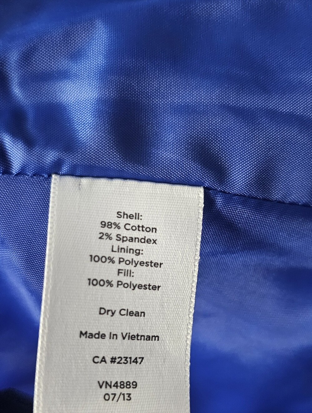 Talbots Size 6 Royal Blue Quilted Jacket Cotton Blazer Coat Winter Jewel Tone - Picture 6 of 6